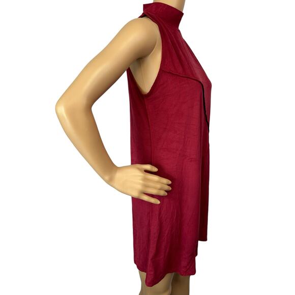 Peep Toe Suede Red Maroon Mini Dress Size S Sleeveless Party - Picture 2 of 5